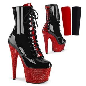 NIB - Pleaser Bejeweled 7" Rhinestone Corset Boots